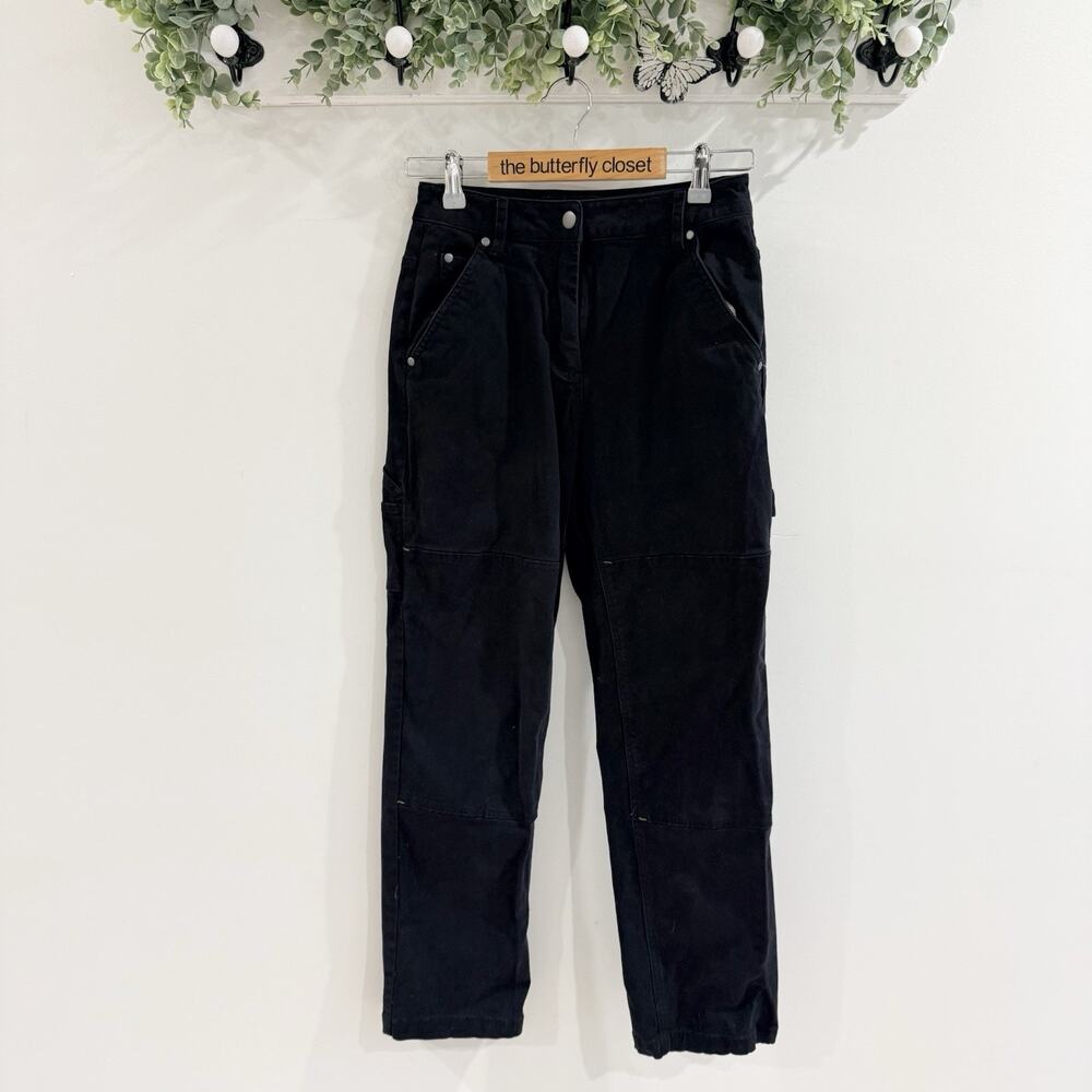Wildfang Black Straight Leg carpenter Cargo Pants Size Small 144749